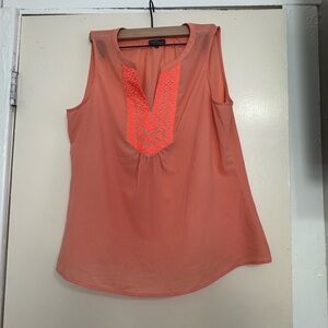 Market & Spruce Coral Sleeveless Embroidered V-Neck Tank